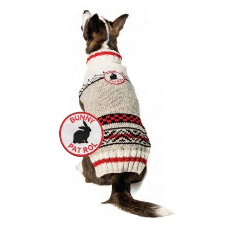 Chilly Dog Handmade Bunny Patrol Wool Dog Sweater XX-Small