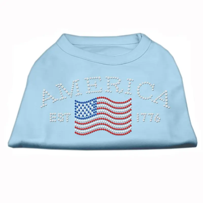 Classic American Rhinestone Dog Tank Top - Baby Blue X-Large