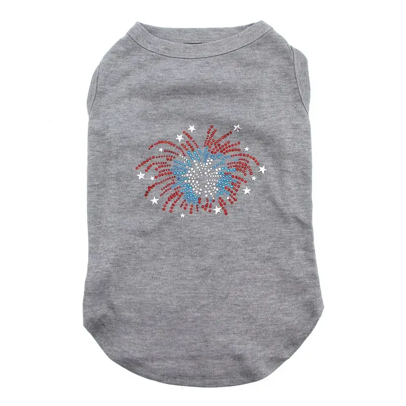 Fireworks Rhinestone Dog Tank Top - Gray Small