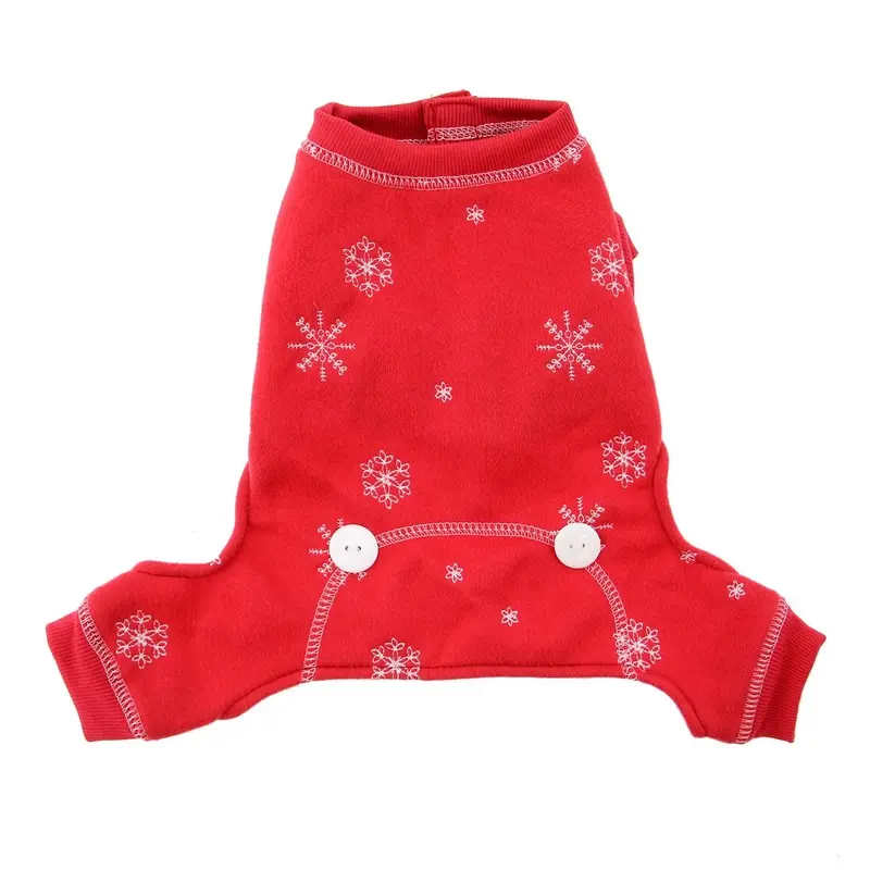 Hip Doggie Holiday Snowflake Long Johns Dog Pajamas - Red Medium