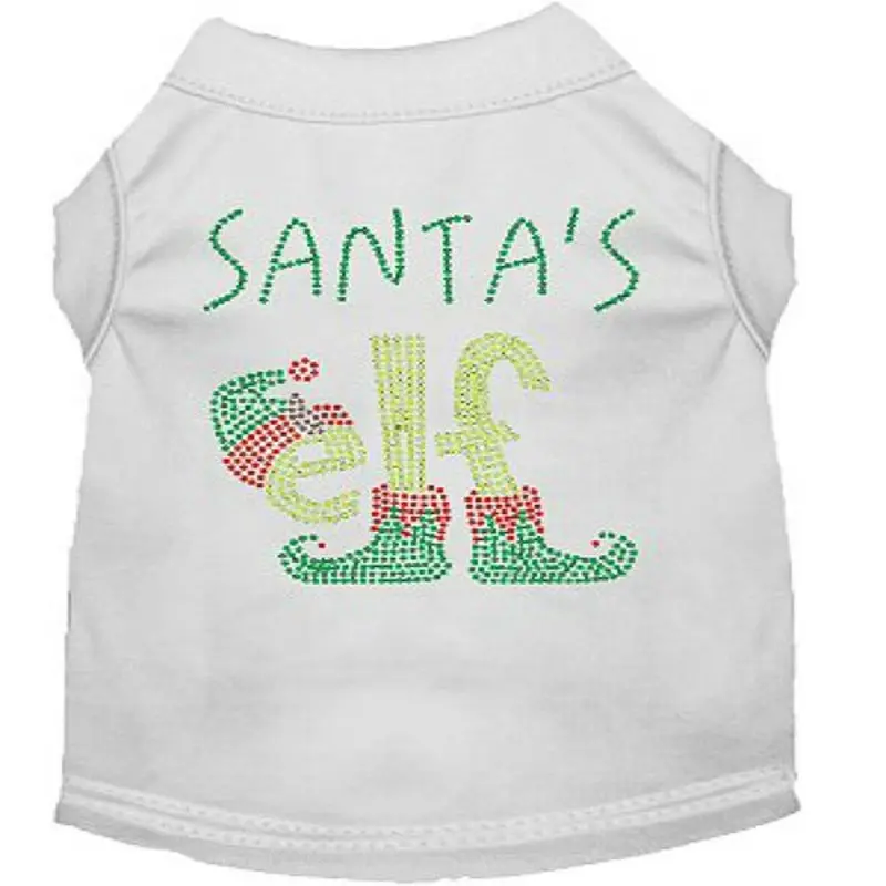 Mirage Santa's Elf Rhinestone Dog Shirt - White X-Large