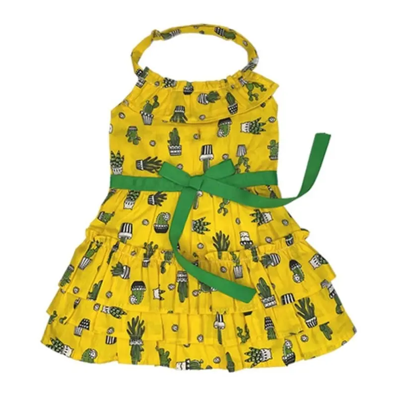 Parisian Pet Cactus Tiered Dog Dress - Yellow Small