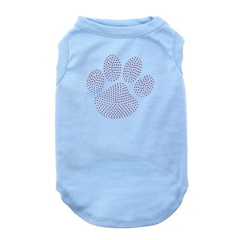 Purple Paw Rhinestud Dog Shirt - Baby Blue X-Small