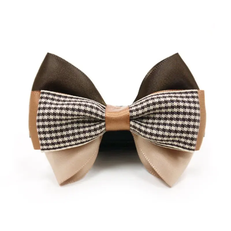 EasyBOW Gentleman Houndstooth Dog Collar Attachment by Dogo - Brown Large - Out of Stock!