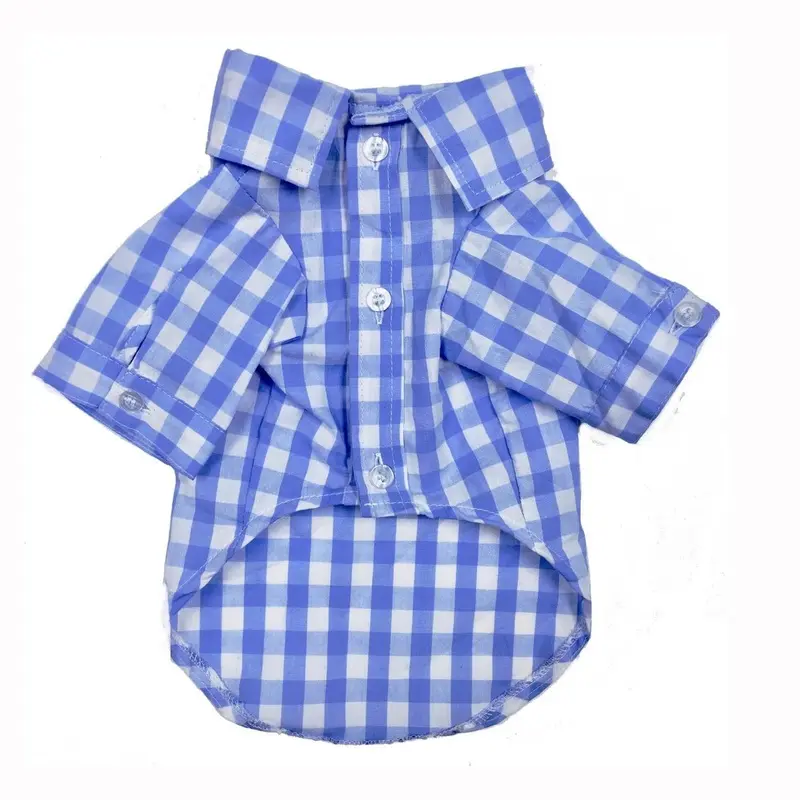 fabdog Plaid Button Down Dog Shirt - Blue Size 14