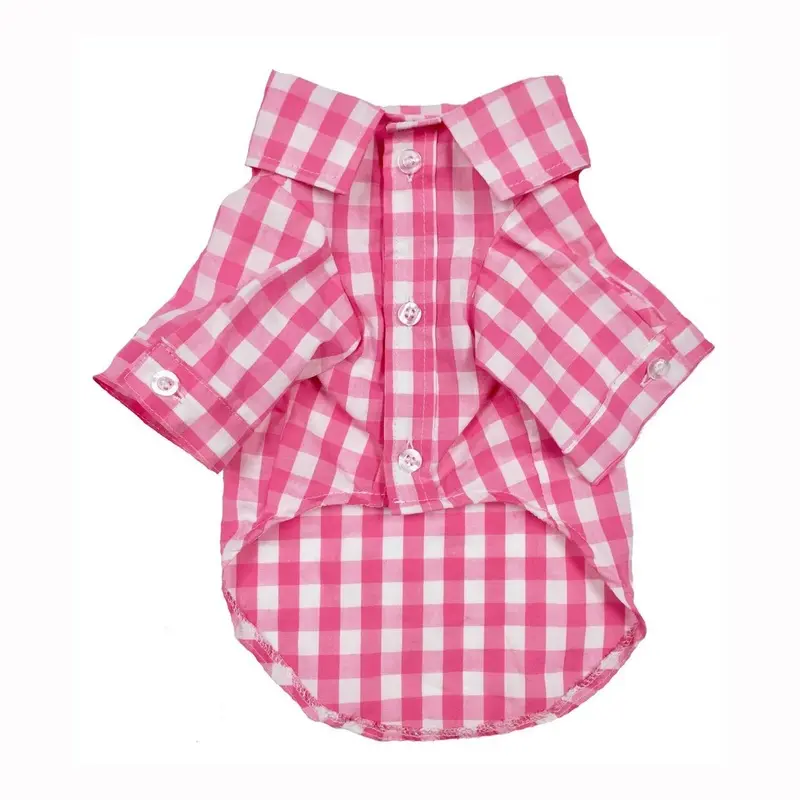 fabdog Plaid Button Down Dog Shirt - Pink Size 10