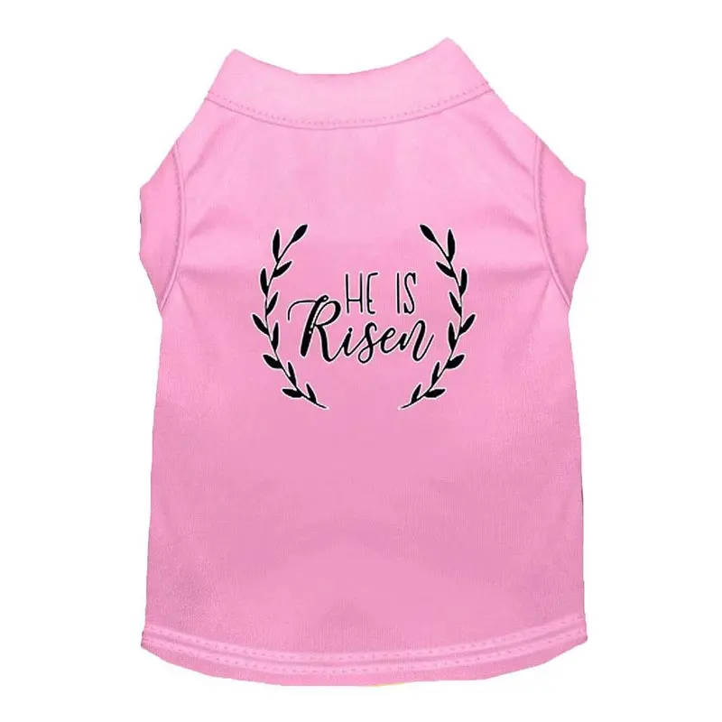He Is Risen Screen Print Dog Shirt - Light Pink Large