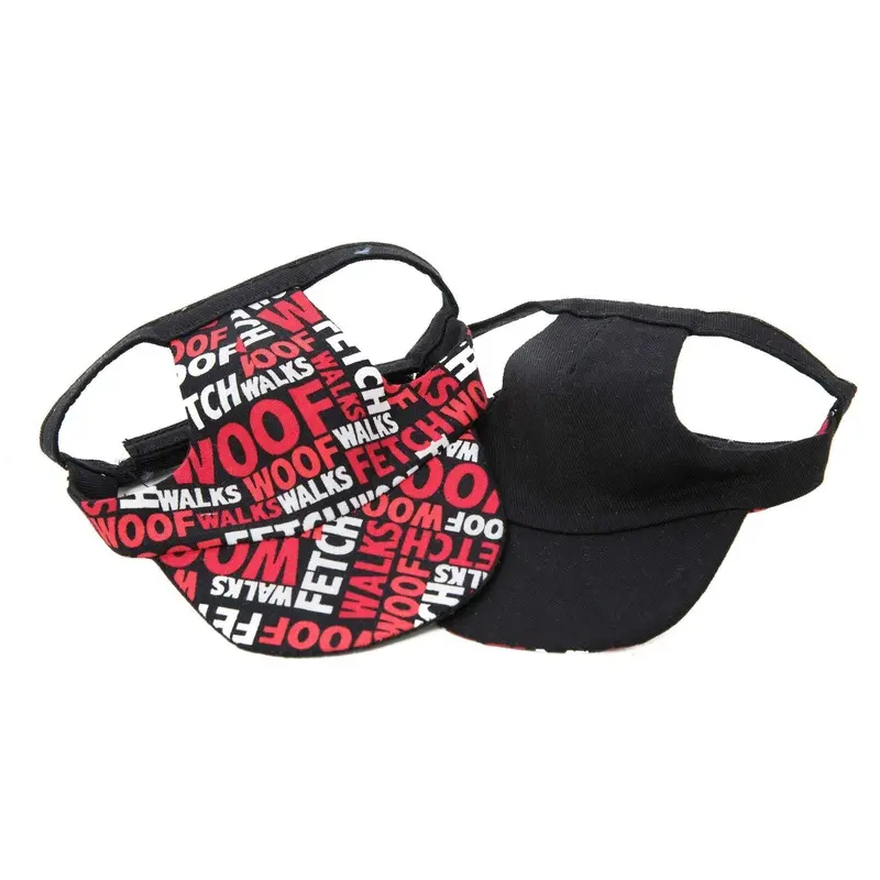 Joyful Bling Reversible Dog Visor - Black and Red XX-Small