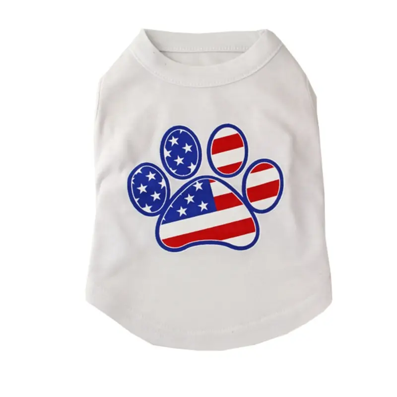 American Flag Dog Paw Print Tank Top - White X-Small