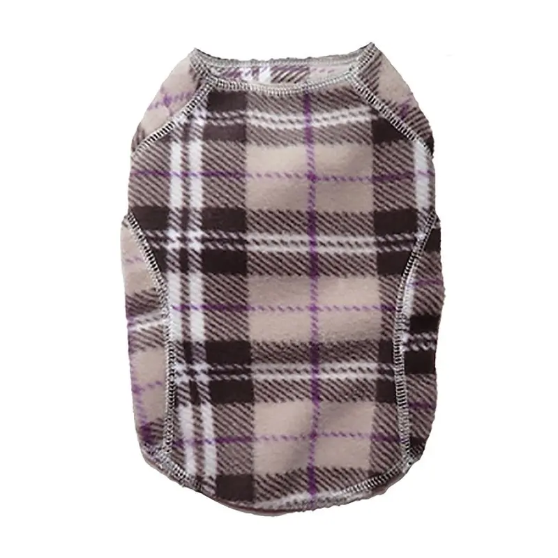 Cloak & Dawggie Stretch Fleece Dog Sweater - Tan Plaid XX-Small