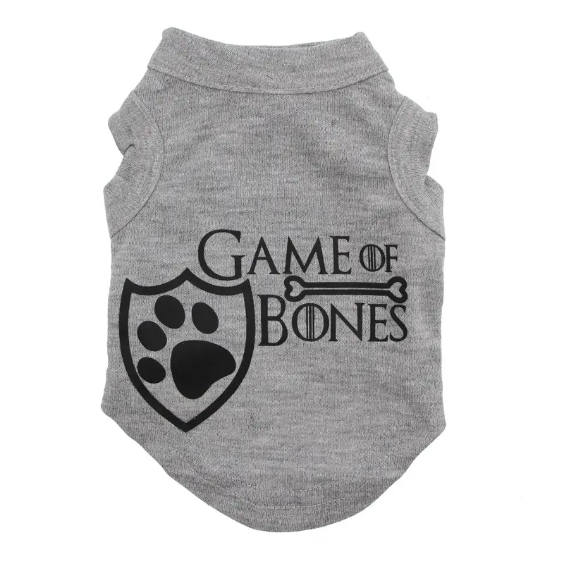 Game of Bones Screen Print Dog Shirt - Gray Large