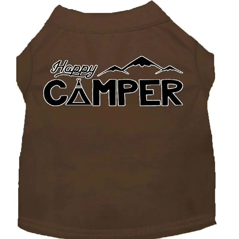 Happy Camper Screen Print Dog Shirt - Brown X-Small