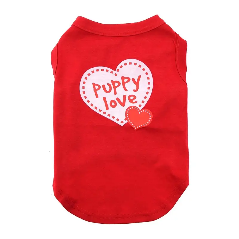 Puppy Love Screen Print Dog Shirt - Red X-Small