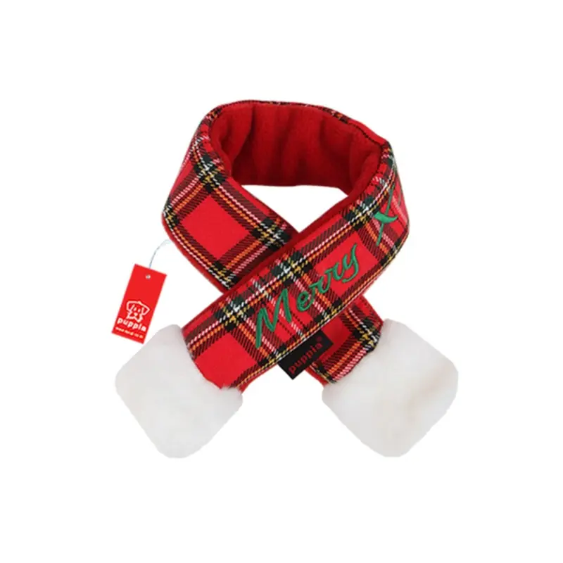 Santa's Dog Scarf by Puppia - Red Plaid Small - Out of Stock!