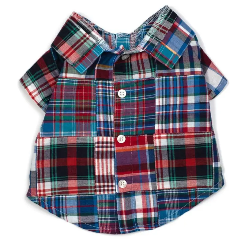 Worthy Dog Blue Madras Patch Dog Shirt X-Small