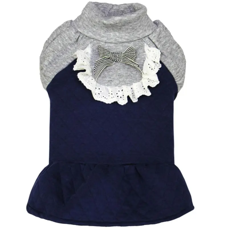 Dobaz Quilted Winter Dog Dress - Navy Blue X-Large