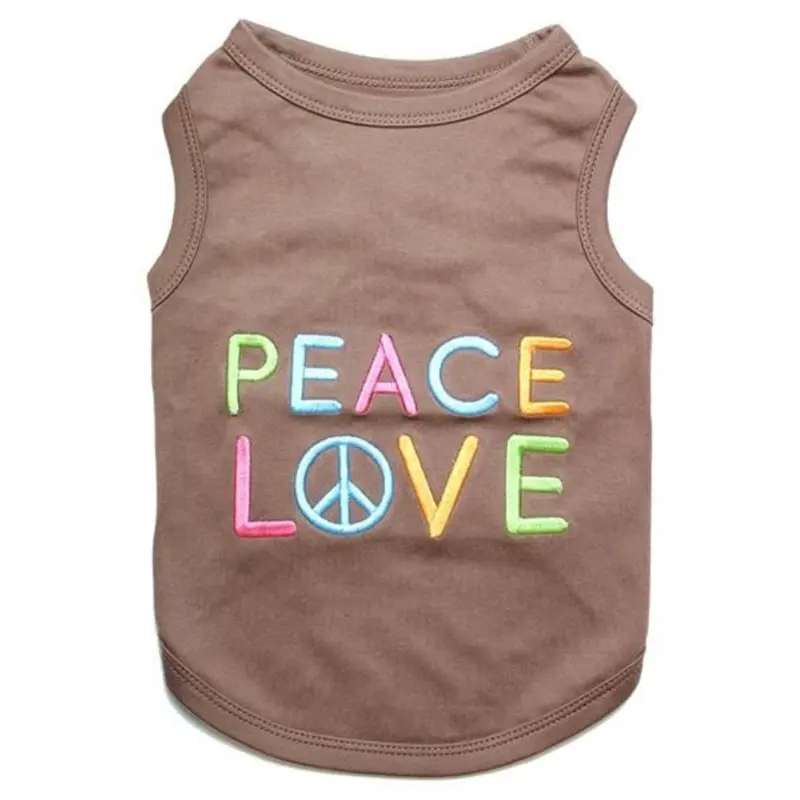 Peace Love Dog Tank by Parisian Pet - Brown XX-Small