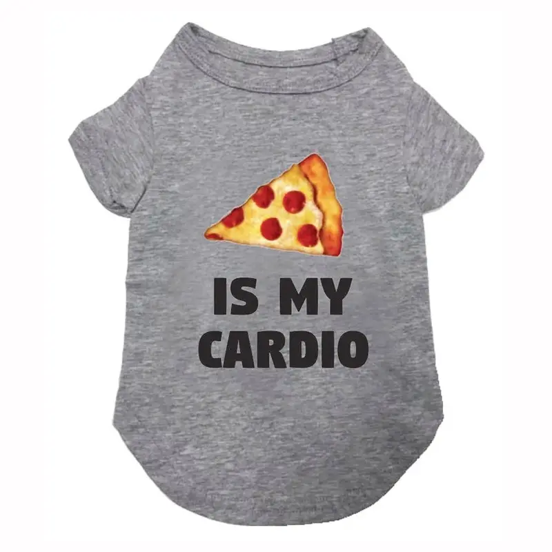 fabdog Pizza Is My Cardio Dog Shirt - Heather Gray Size 24