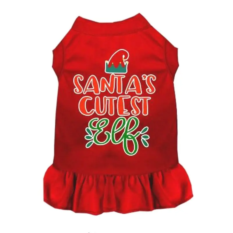 Mirage Santa's Cutest Elf Dog Dress - Red X-Small