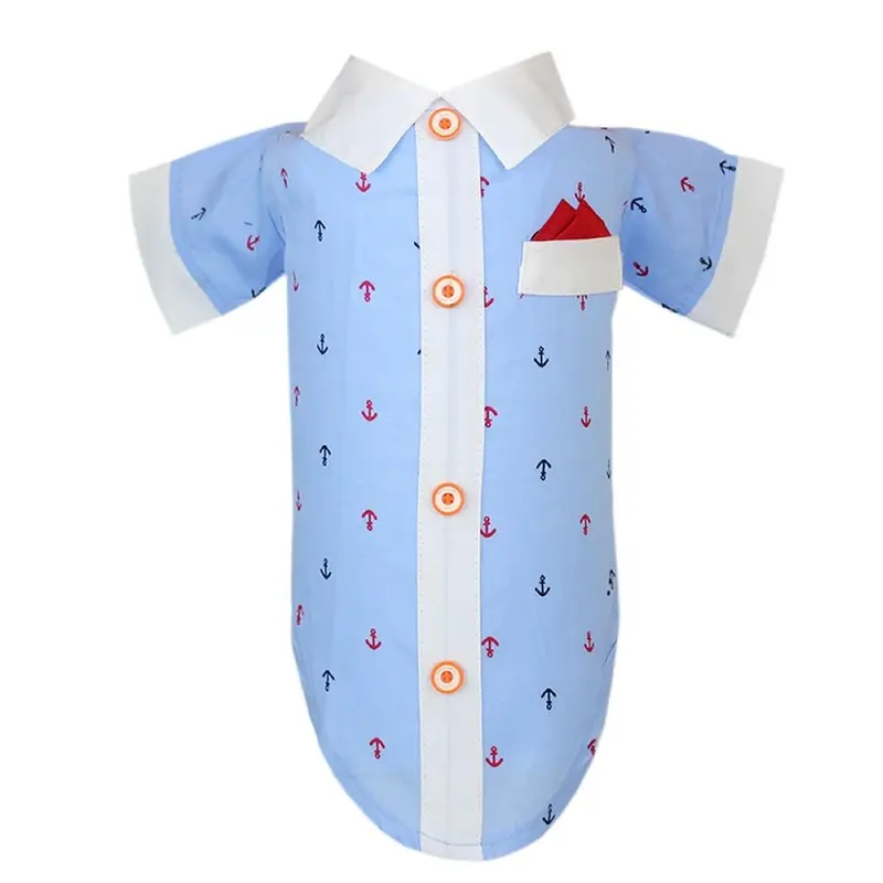 Parisian Pet Anchor Woven Dog Shirt - Blue Large