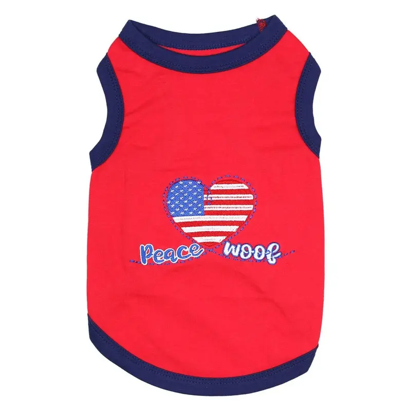 Parisian Pet Peace, Love, Woof Dog Tank - Red XX-Small