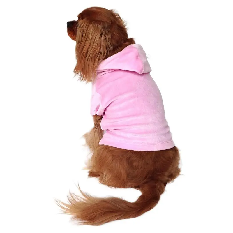 The Dog Squad Velour Pullover Dog Hoodie - Light Pink Small