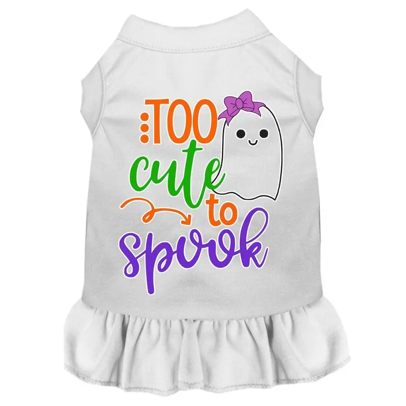 Too Cute to Spook Halloween Dog Dress - White X-Small