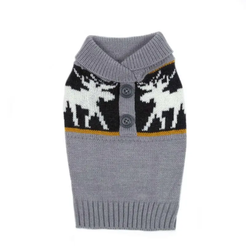 Casual Canine Moose Print Dog Sweater - Gray Medium