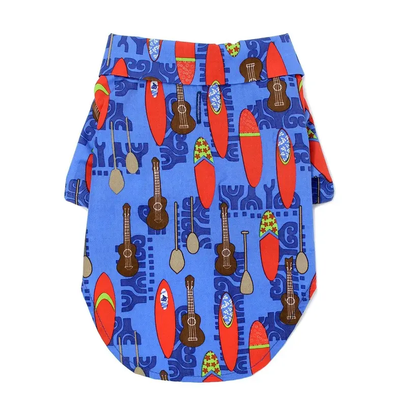 Hawaiian Camp Shirt by Doggie Design - Ukuleles and Surfboards  XX-Small