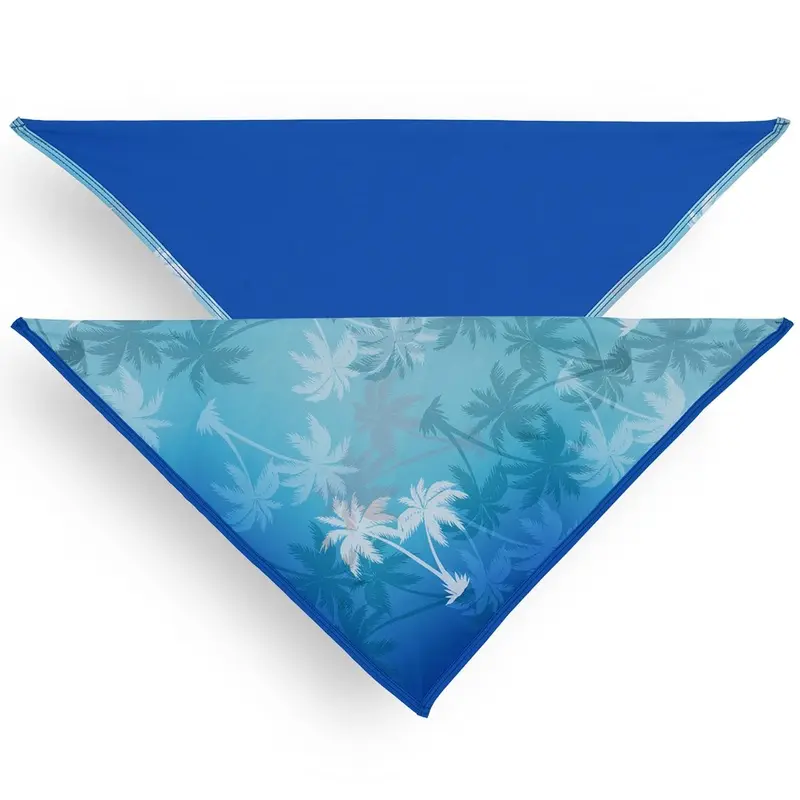 Playa Pup UPF50+ Reversible Dog Bandana - Palm Tree Blue/Royal Blue