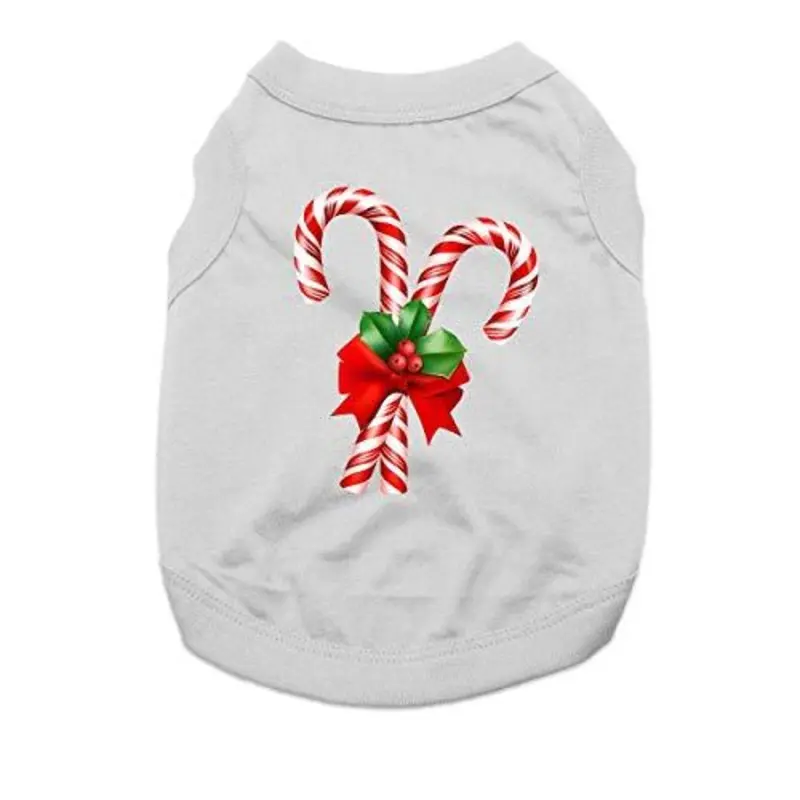 Candy Cane Holiday Dog Shirt - Gray X-Small