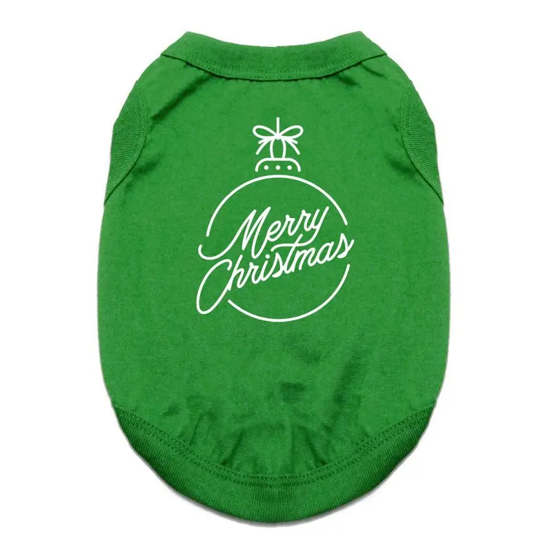 Merry Christmas Ornament Dog Shirt - Green X-Small