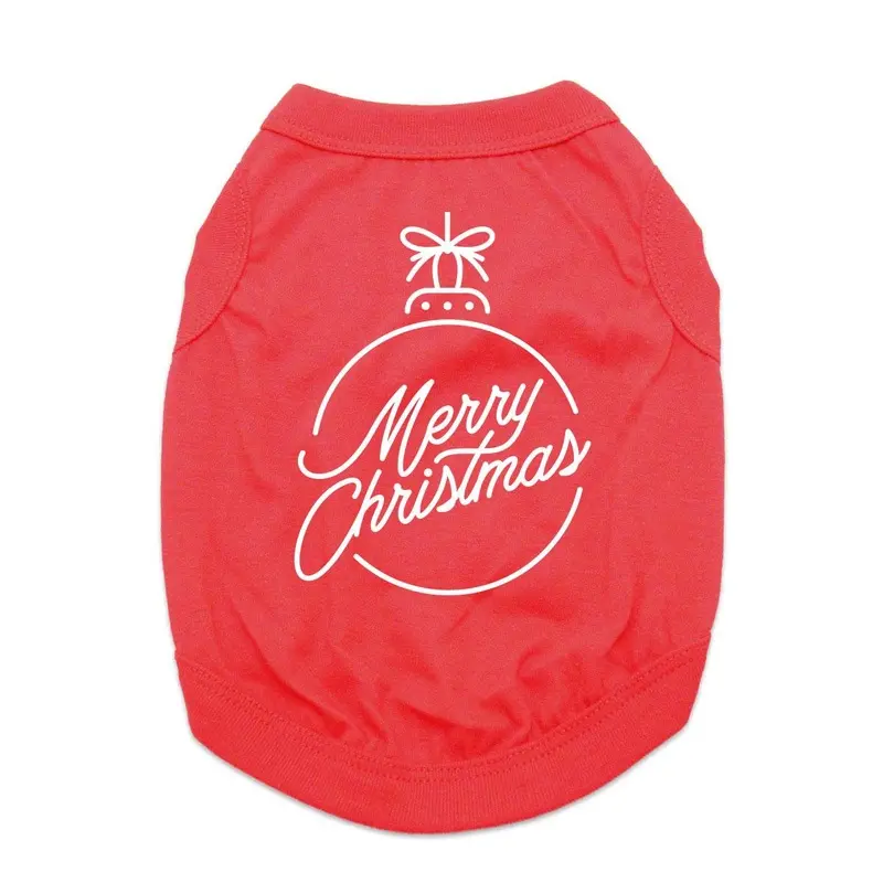 Merry Christmas Ornament Dog Shirt - Red X-Small