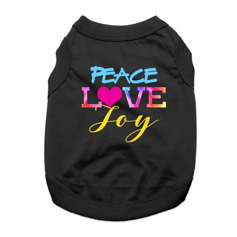 Peace, Love, Joy Dog Shirt - Black X-Small