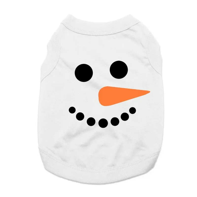 Snowman Face Dog Shirt - White X-Small