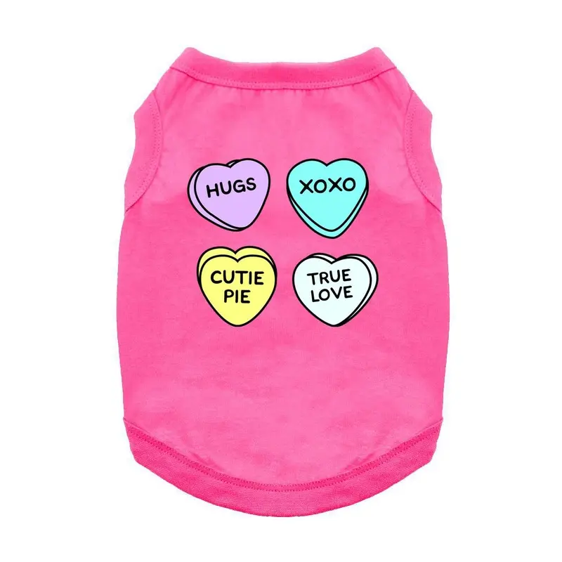 Conversation Hearts Valentine Dog Shirt - Rasberry X-Small
