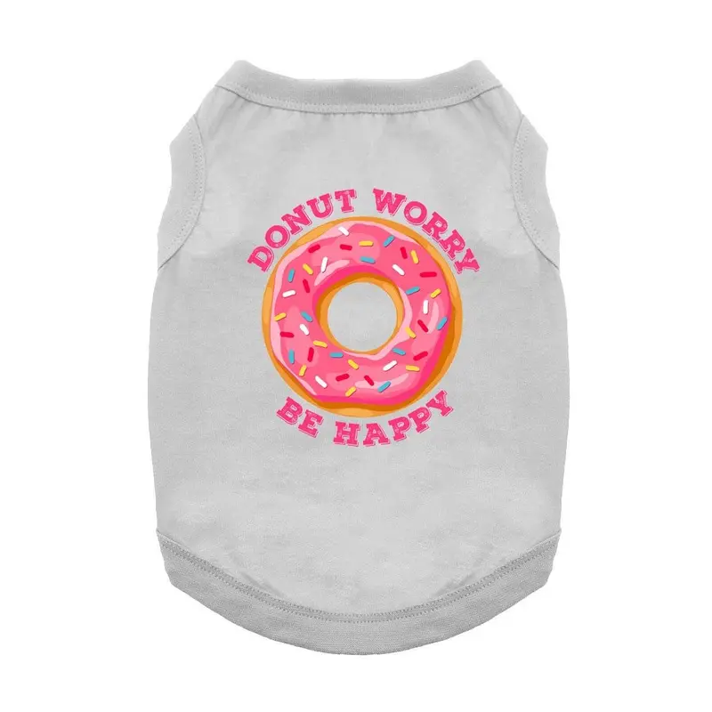 Donut Worry Be Happy  Dog Shirt - Gray X-Small