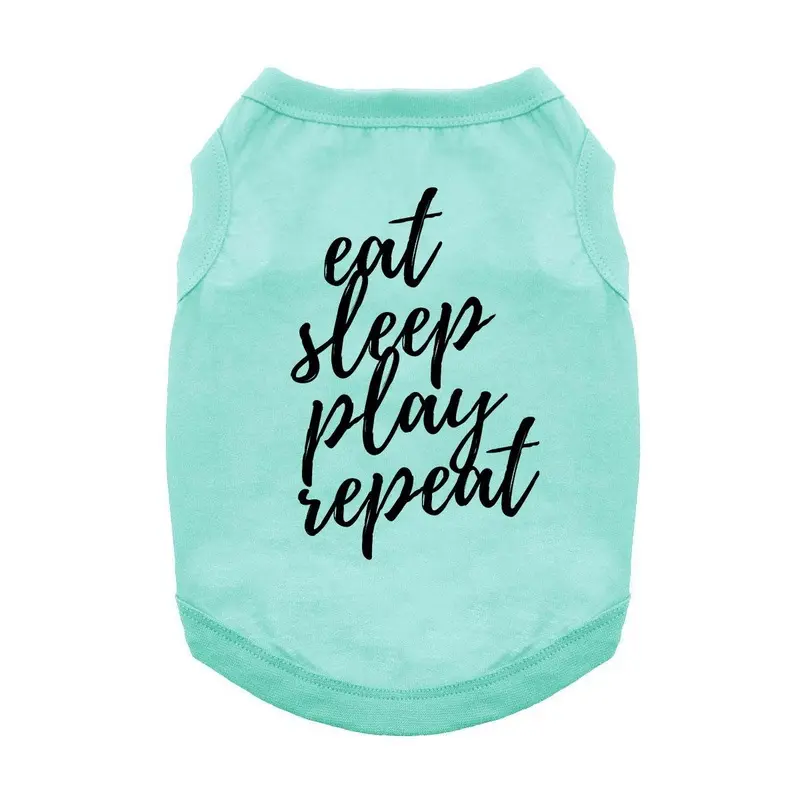 Eat, Sleep, Play, Repeat Dog Tank - Aqua X-Small