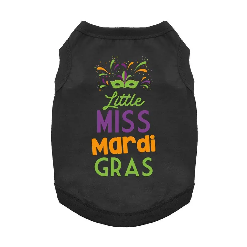 Little Miss Mardi Gras Dog Shirt - Black X-Small