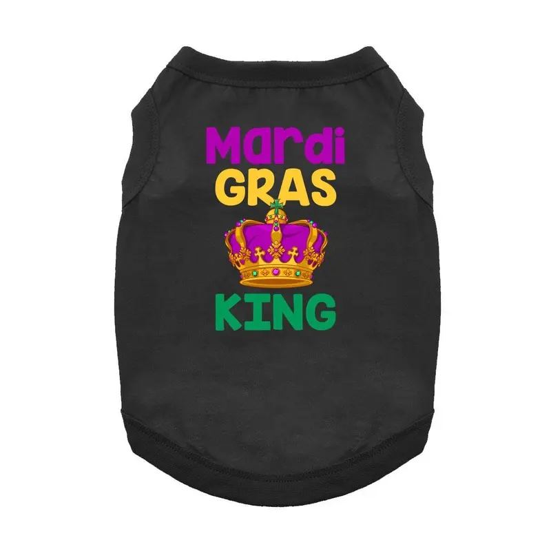 Mardi Gras King Dog Shirt - Black X-Small