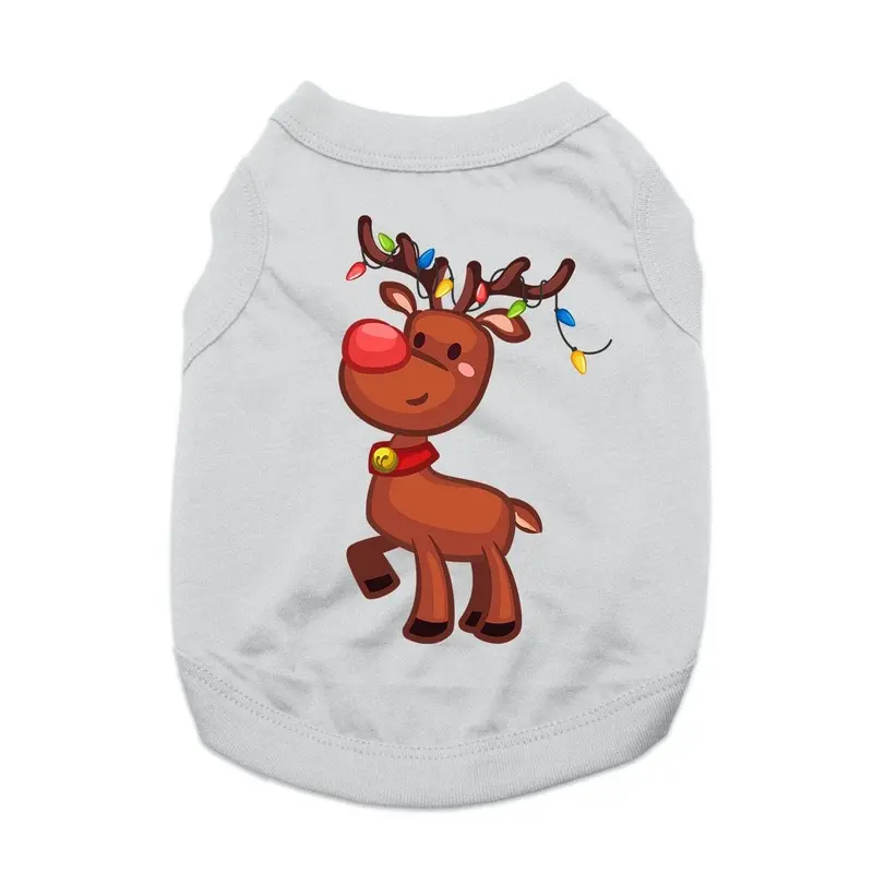 Reindeer with Christmas Lights Dog Shirt - Gray X-Small