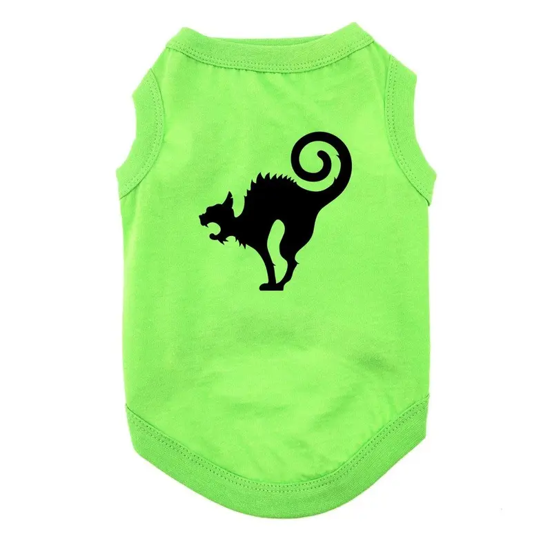 Scaredy Cat Halloween Dog and Cat Shirt - Green X-Small