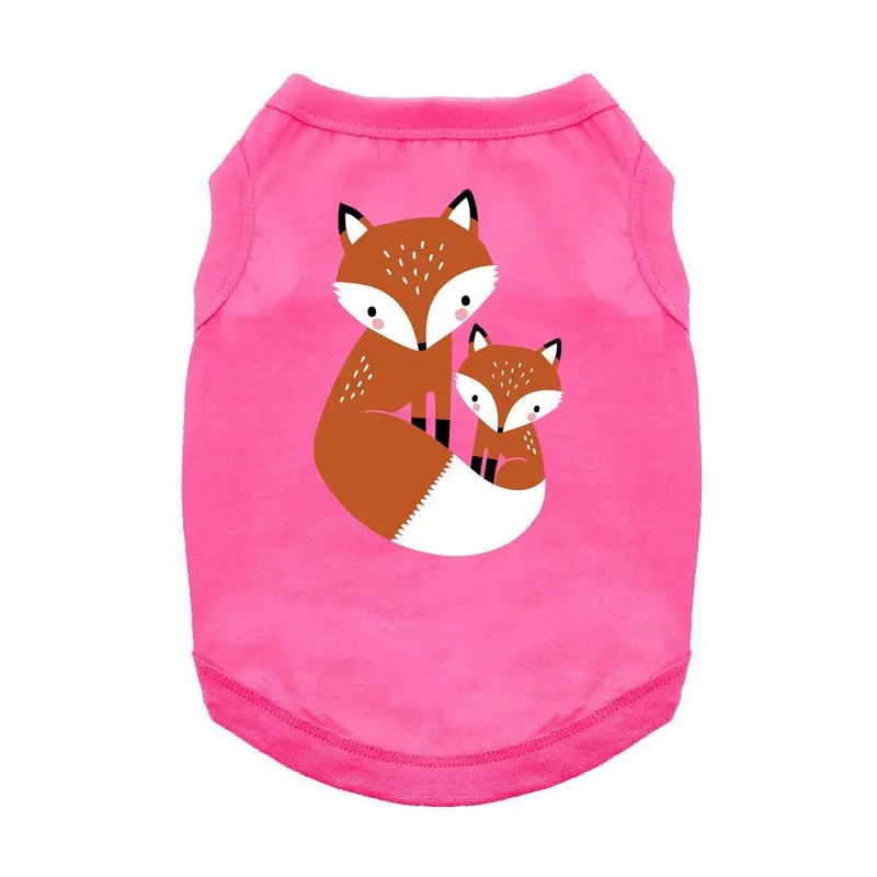 Cuddling Foxes Dog Shirt - Bright Pink X-Small
