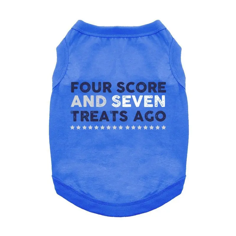 Four Score and Seven Treats Ago Dog Shirt - Blue X-Small