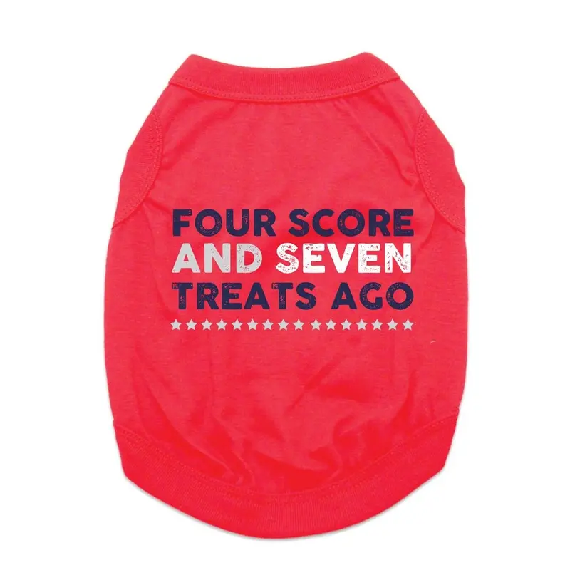 Four Score and Seven Treats Ago Dog Shirt - Red X-Small