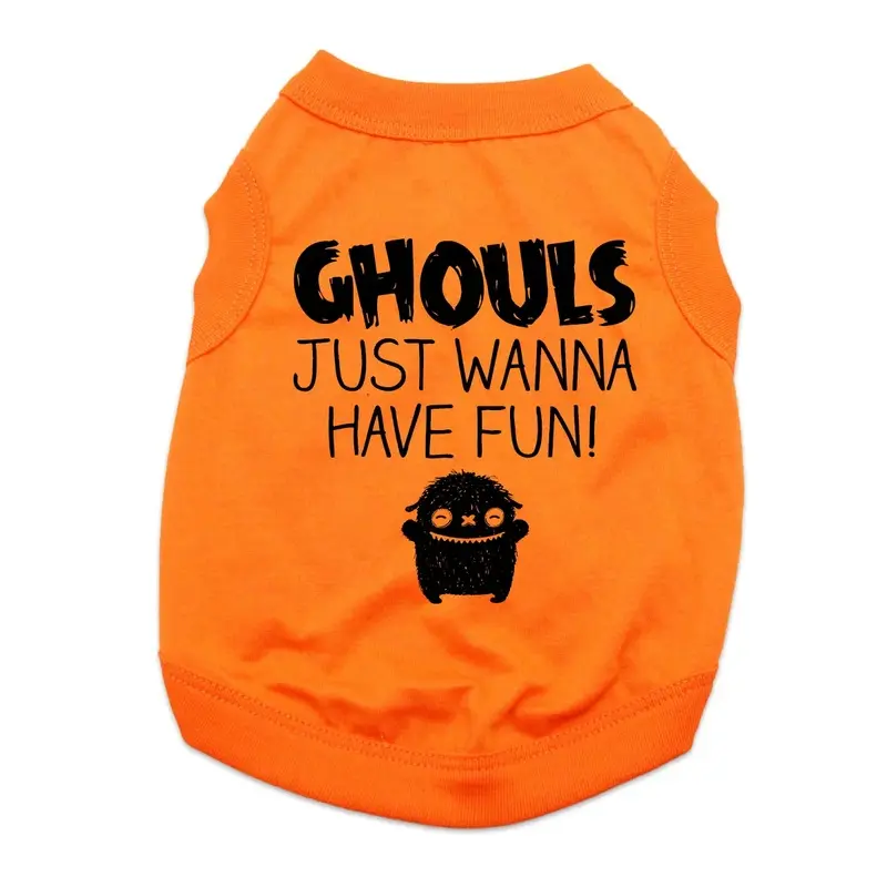 Ghouls Just Wanna Have Fun Dog Shirt - Orange X-Small