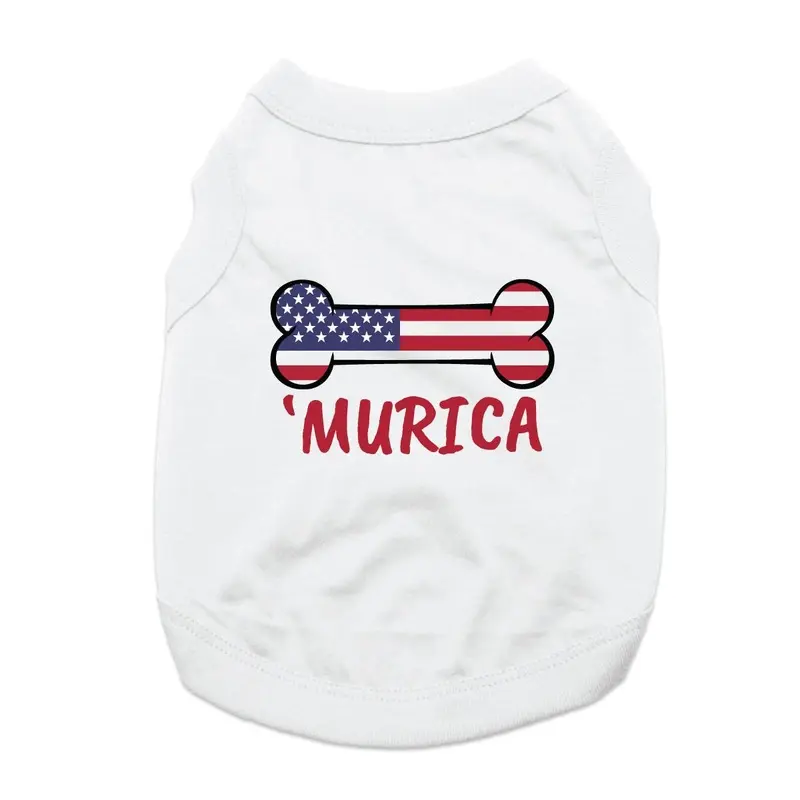 'Murica Patriotic Bone Dog Shirt - White X-Small