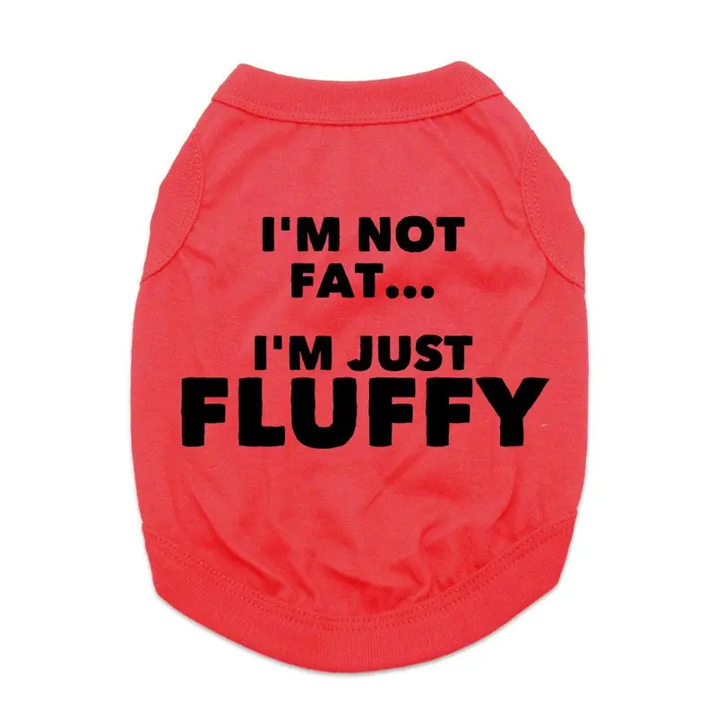 Not Fat Just Fluffy Dog Shirt - Red X-Small