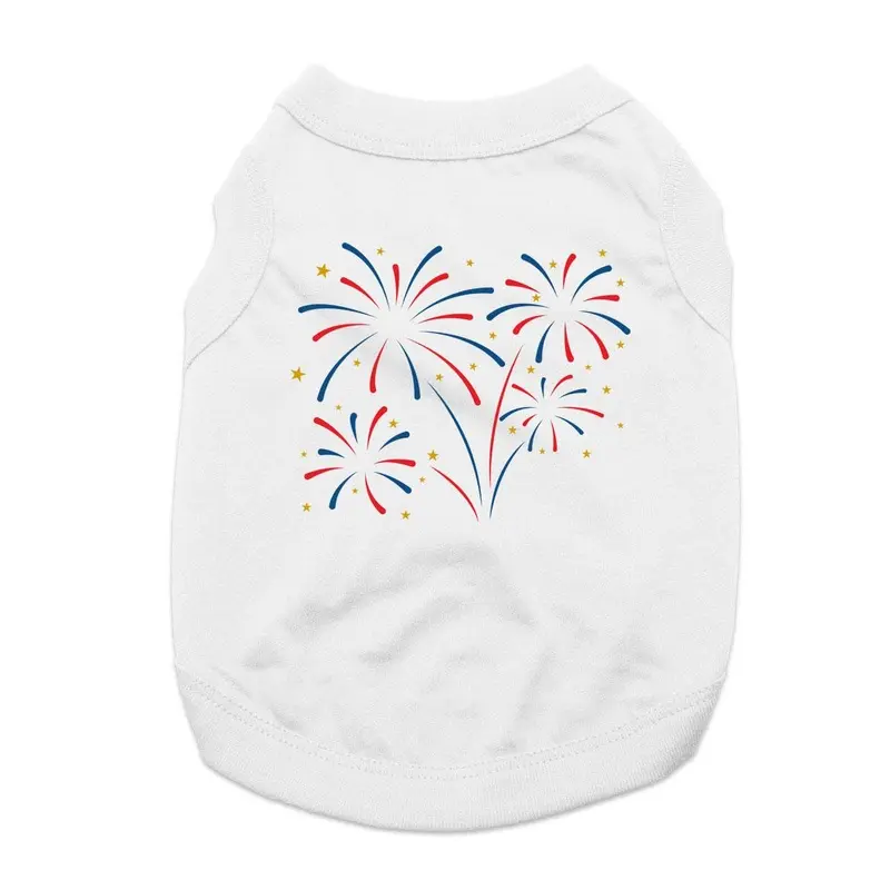 Patriotic Fireworks Dog Shirt - White X-Small