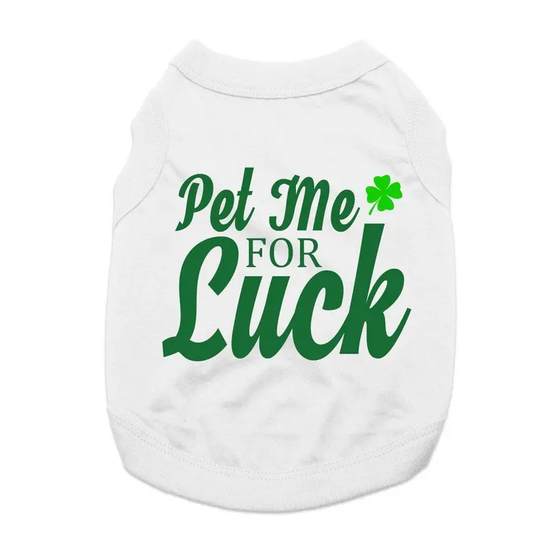 Pet Me for Luck Dog Shirt - White X-Small